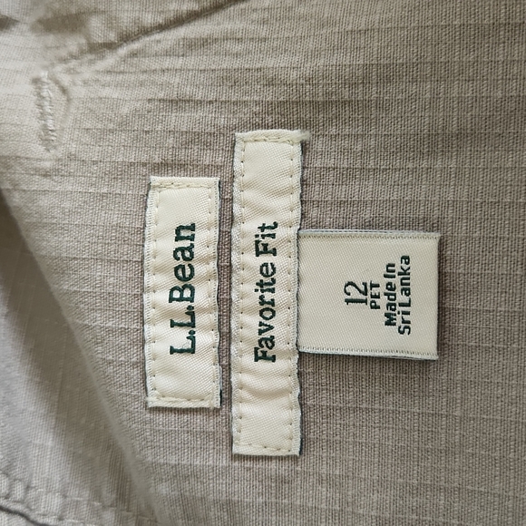 L.L.Bean Petite Sz 12 Tan Short Skirt, Zipper and 2 Snap Closure w 6 Pockets - Picture 10 of 12